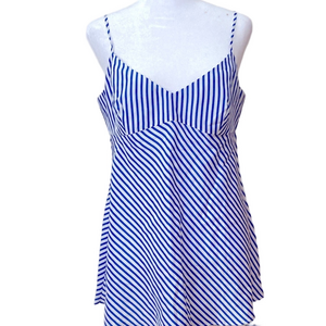 Socapri Blue White Striped Silk Cotton Camisole Small